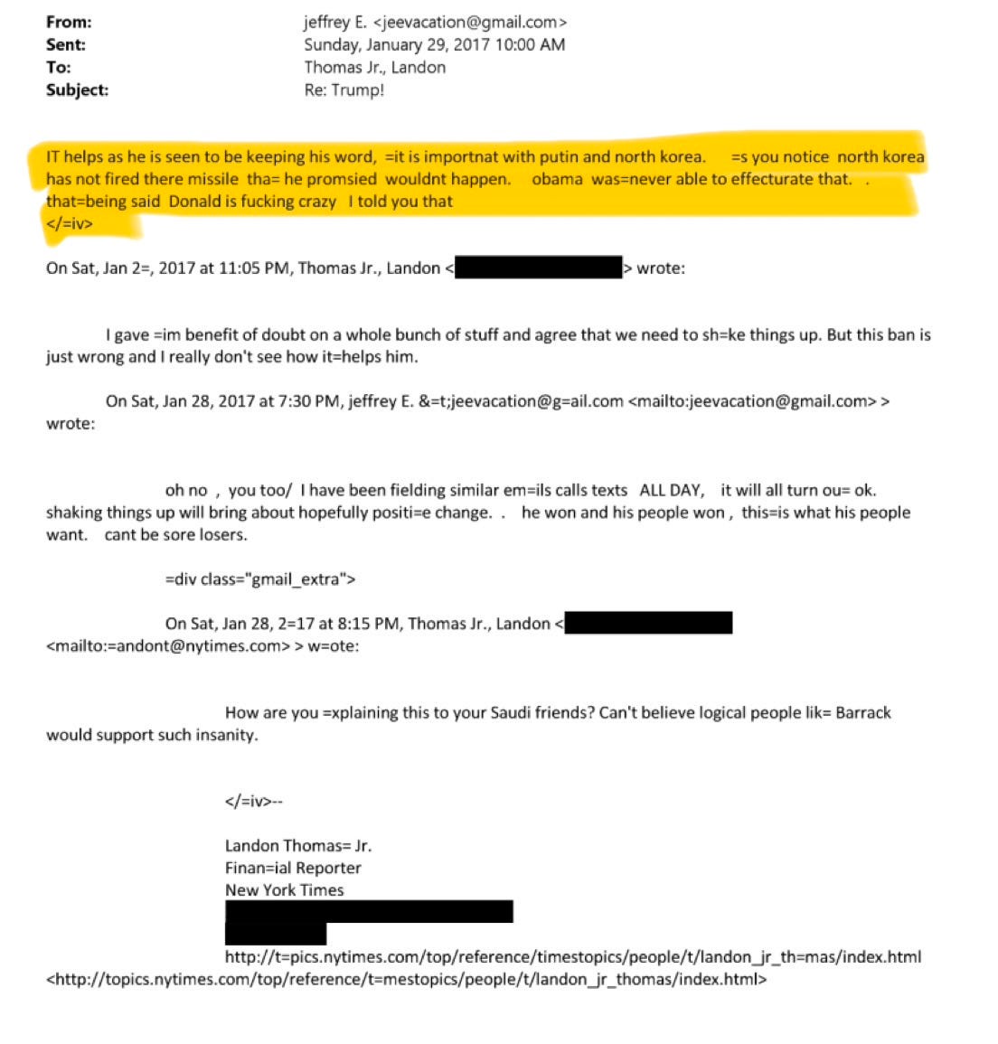 Email correspondence referenced in the commentary