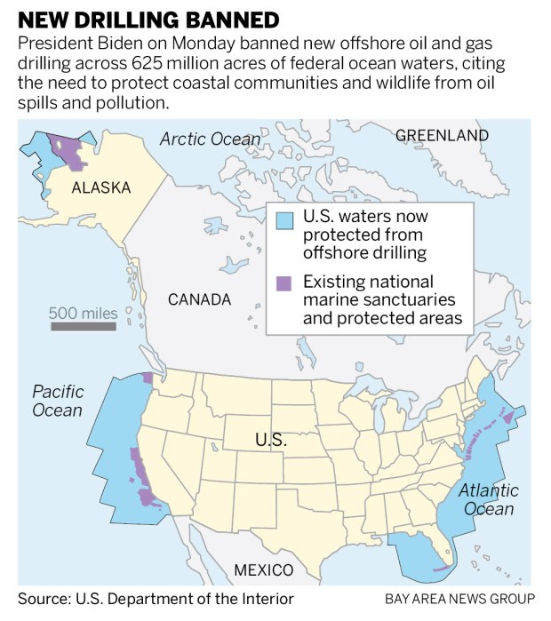 Biden bans new offshore oil drilling off California, most U.S. coastal  waters