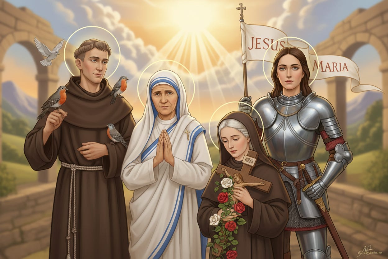 Saint Francis of Assisi - Saint Teresa of Calcutta - Saint Joan of Arc - Saint Therese of Lisiuex
