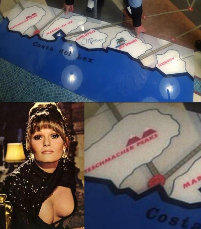 r/MovieDetails - a collage of Valerie Perrine standing in front of a map