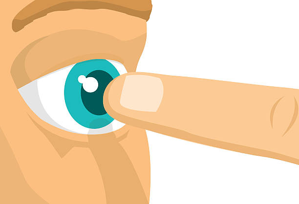 Finger about to poke open eye Cartoon illustration of menacing poking finger extremely close to eye eye poke stock illustrations