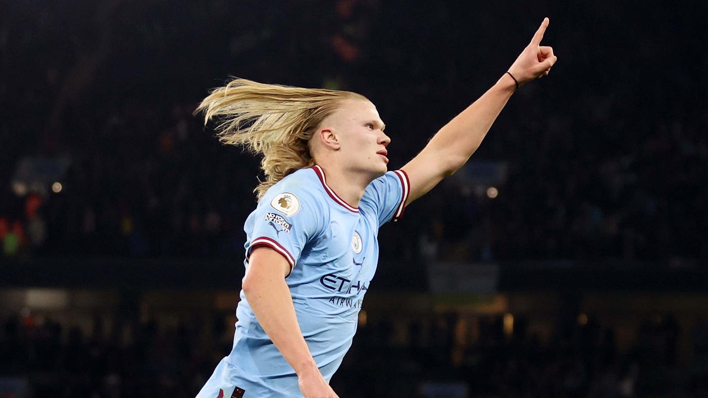Erling Haaland makes history! Man City striker lets his hair down to break  Mohamed Salah's single-season Premier League goal record | Goal.com UK