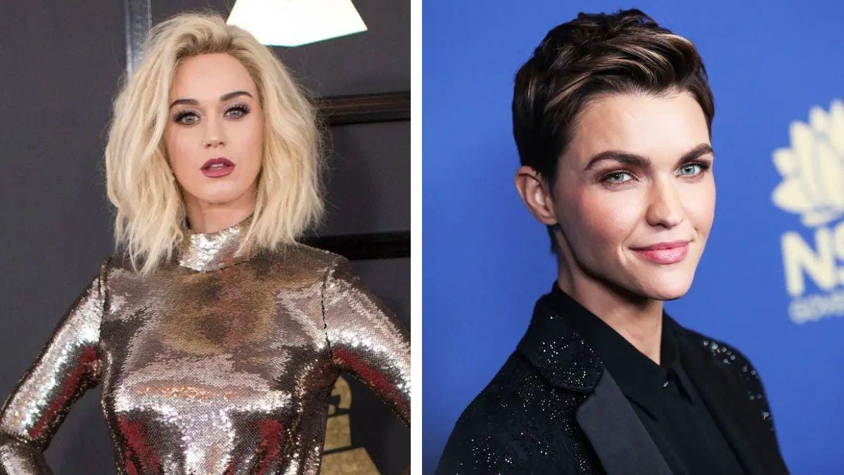 Split photo of Katy Perry and Ruby Rose Split photo of Katy Perry and Ruby Rose