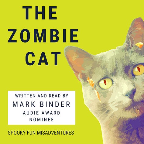 Covers for The Zombie Cat, It Ate My Sister, A Dead Politician, It was a dark and stormy night, and Loki Ragnarok