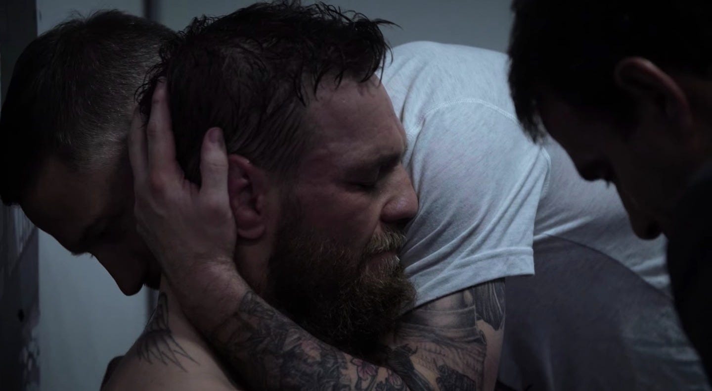 The Irishman held back the tears as he was consoled by his team