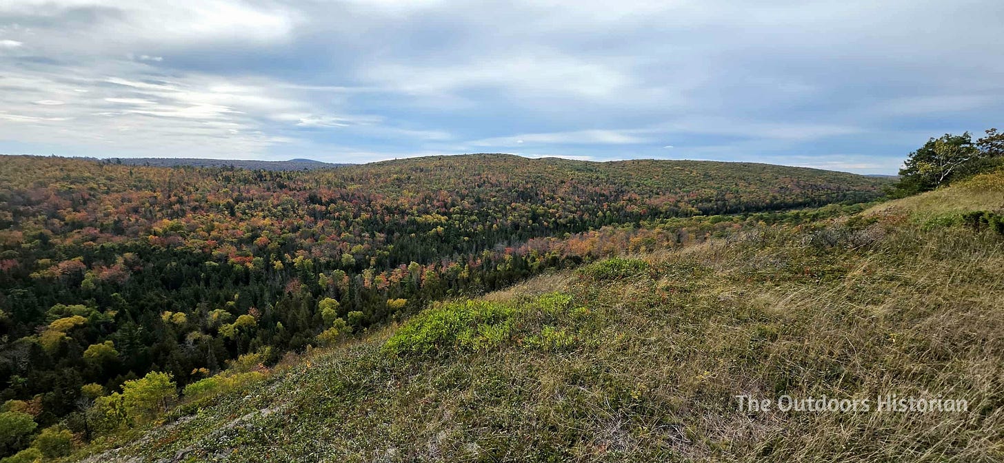 A more expansive view of the fall colors over the ridges of the Keweenaw.