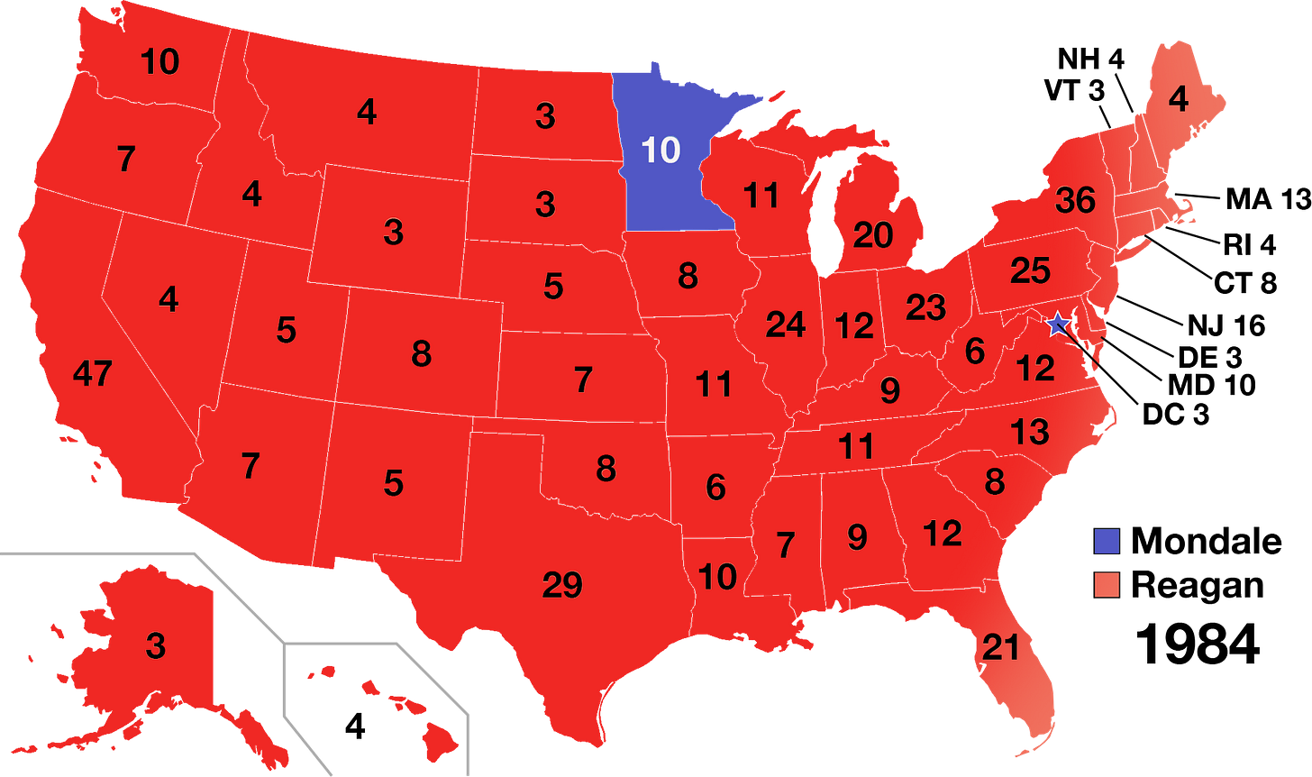 Electoral map for 1984 U.S. Presidential election