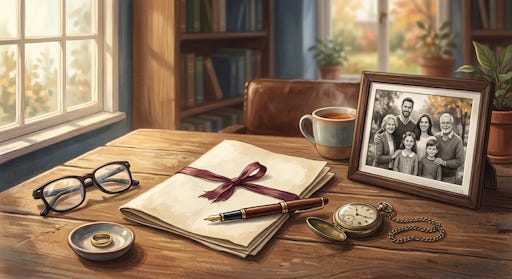 A folder with a pen on a table.