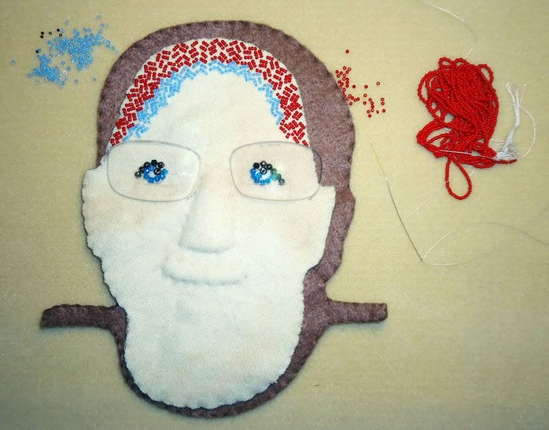 Lazy Stitch beadwork beaded portrait face seed beads eyeglass lenses pop relief Lazy Stitch beadwork beaded portrait face seed beads eyeglass lenses pop relief