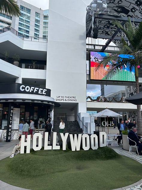 Judy Garland's star, the Dolby Theater, the handprints outside of Grauman's, a small Hollywood sign, the real Hollywood sign in the distance, and another view of the Hollywood sign