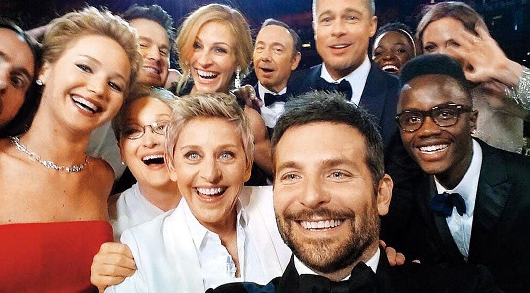 Ellen DeGeneres's internet-breaking Oscar selfie turns 10 ...