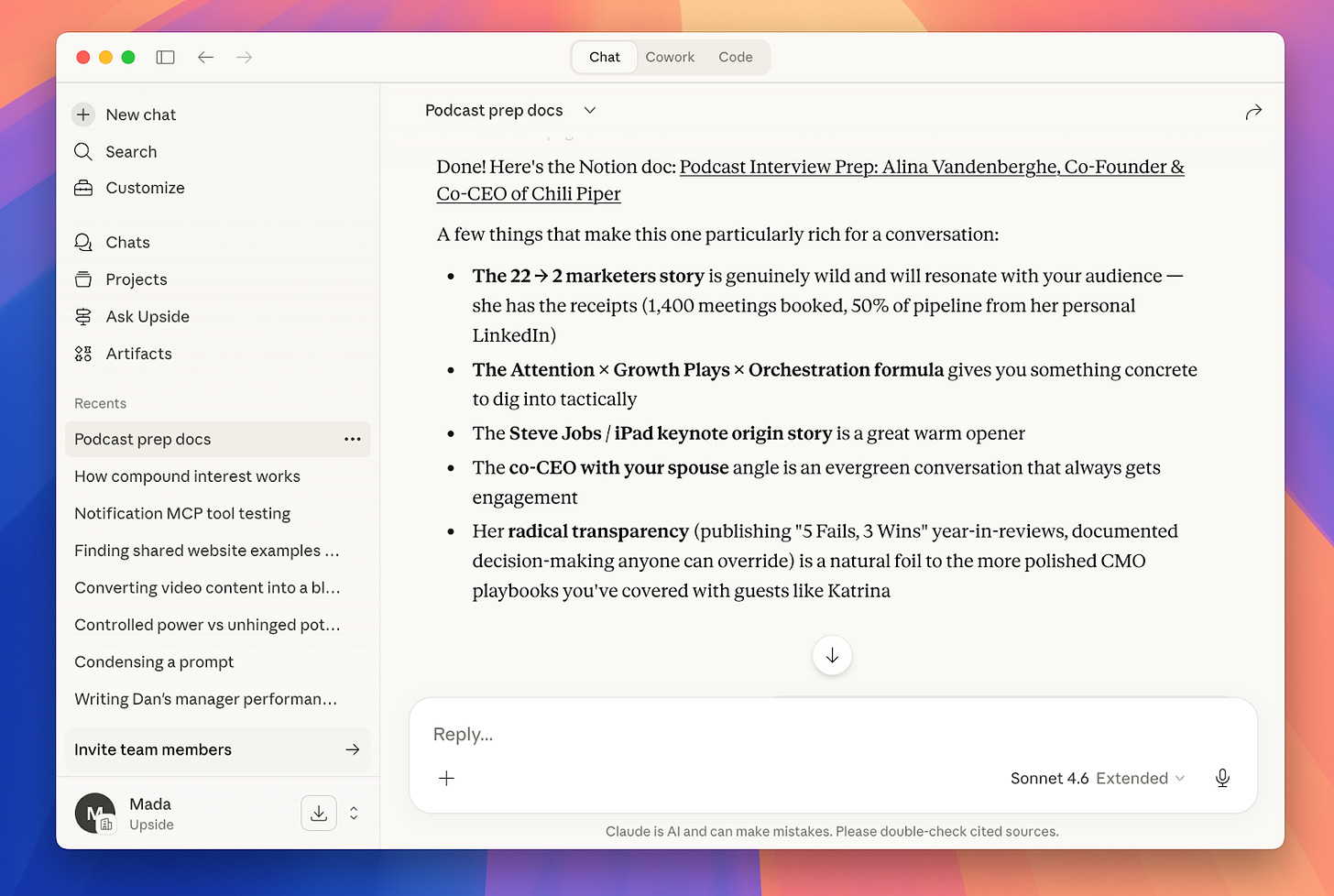 Claude generating podcast prep docs with research Claude generating podcast prep docs with research