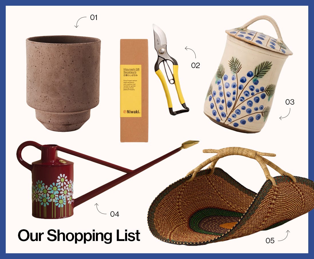 chic garden tools collage