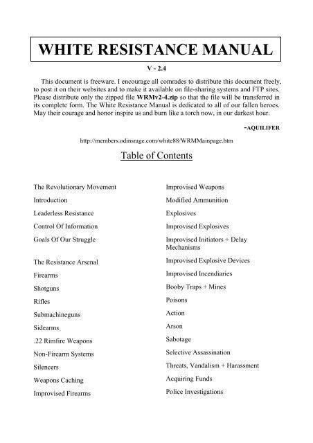 WHITE RESISTANCE MANUAL 