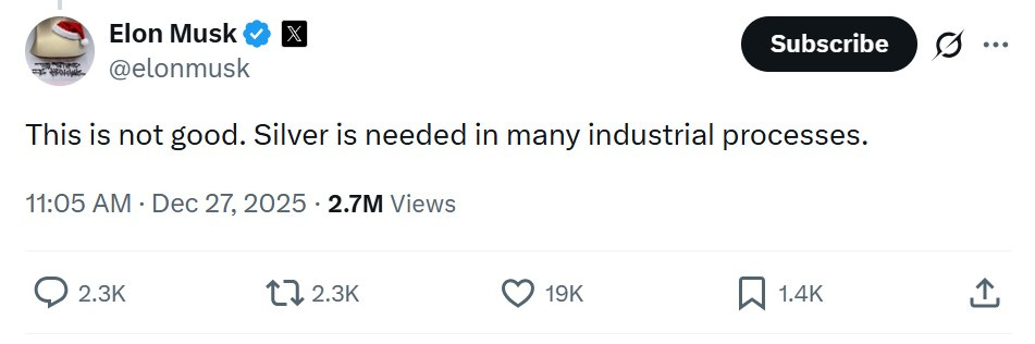 Silver soars, Musk bluntly says: This is not good!