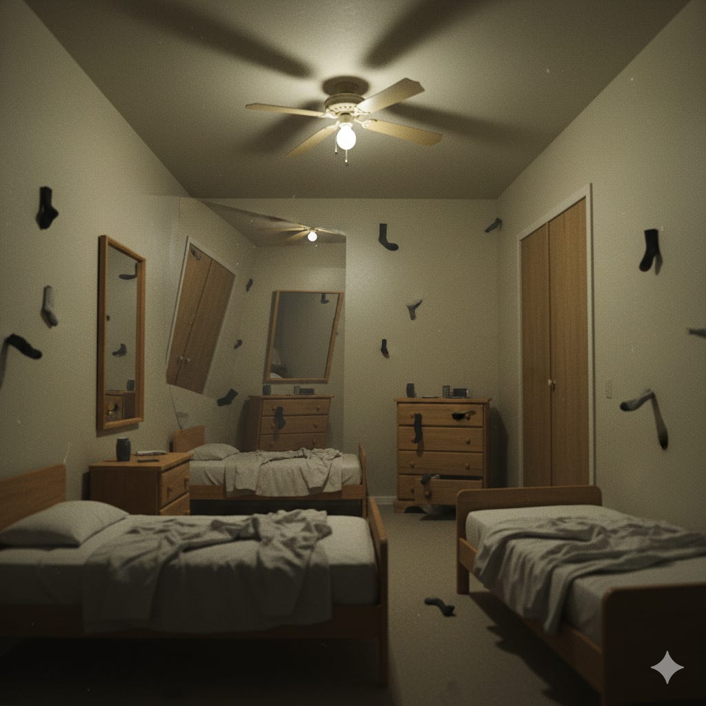 Drawing of an uncanny room