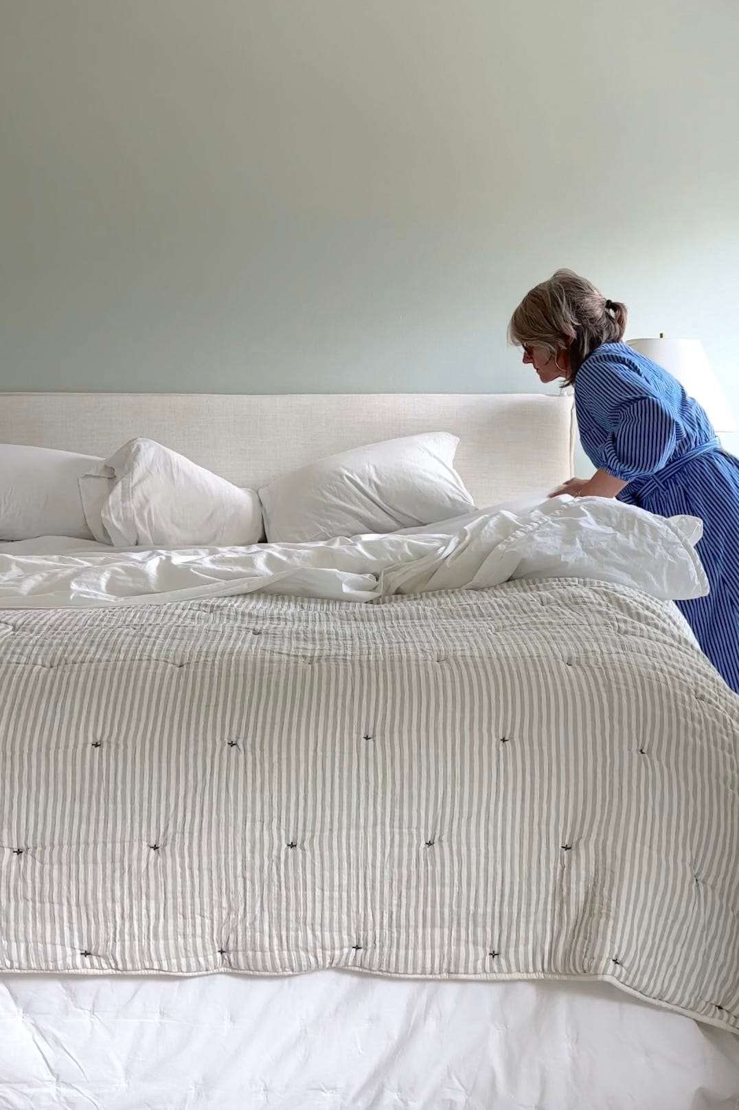 making the bed