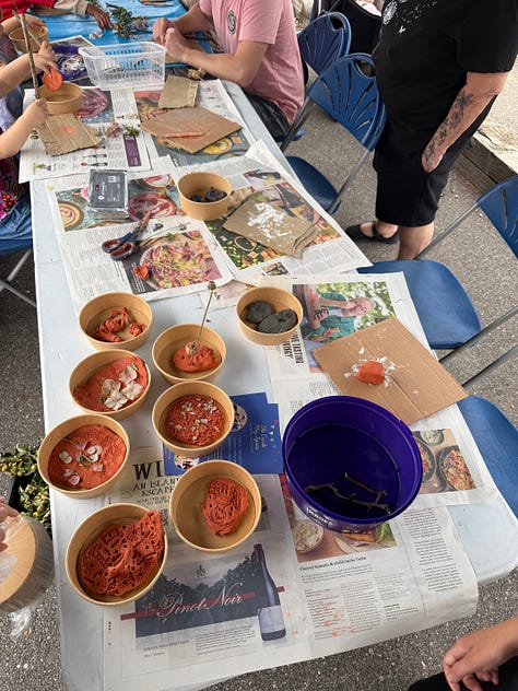 Bee watering stations and clay play was all the rage on Day One