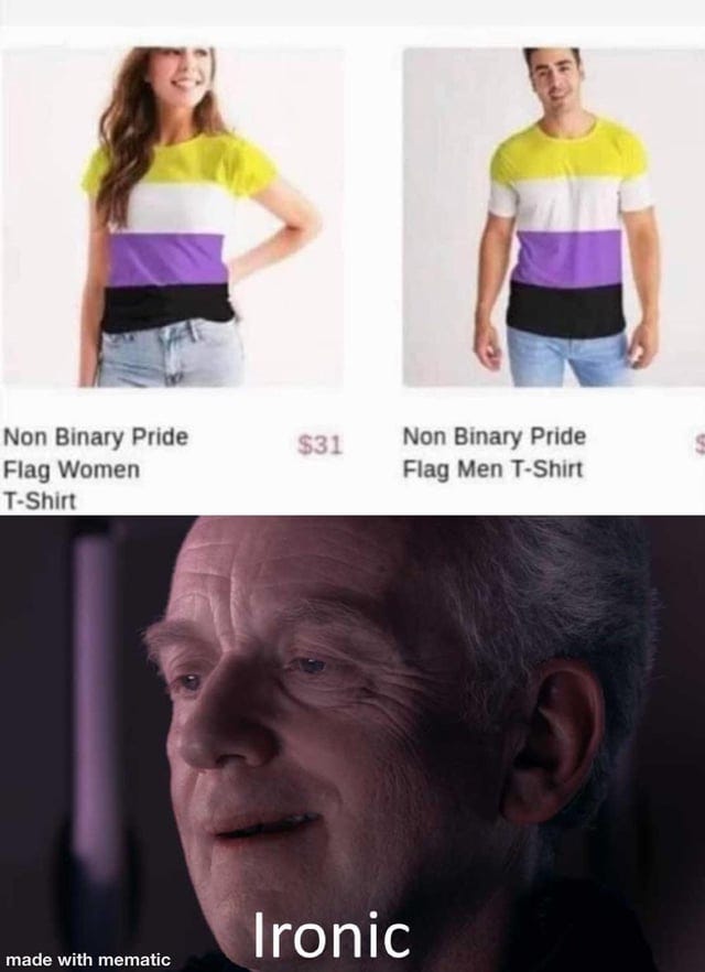 r/memes - The flag is non-binary but the shirts aren’t!