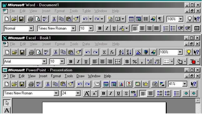 Standard toolbars and menus for Word, Excel, PowerPoint Standard toolbars and menus for Word, Excel, PowerPoint