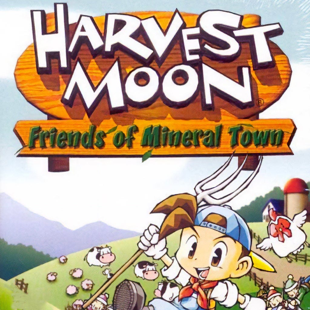 Harvest Moon: Friends of Mineral Town (video game, farm life sim, slice of  life, cozy, real-time, pixel art, anime art, 3/4 view, day/night cycle)  reviews & ratings - Glitchwave