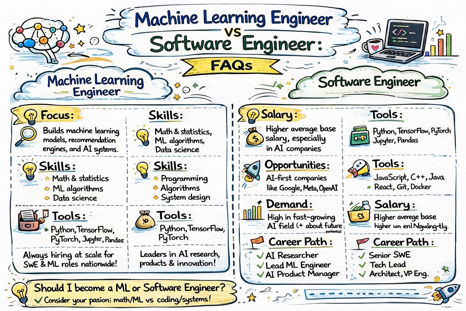 Machine Learning Engineers vs Software Engineers: A complete career ...