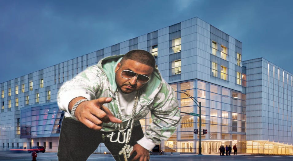 DJ Khalid outside Voxman music building