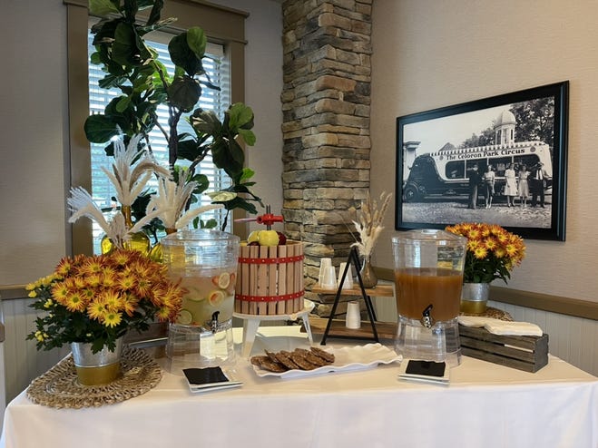 Fall-themed beverage station at  Chautauqua Harbor hotel