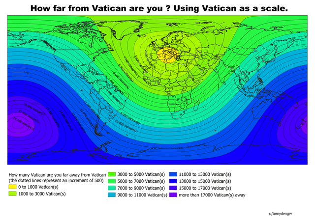 r/MapPorn - How far are you from Vatican, using Vatican as a scale r/MapPorn - How far are you from Vatican, using Vatican as a scale