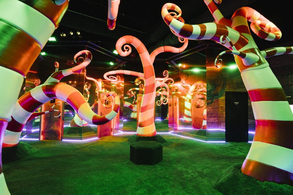 A room devoted to Charlie and the Chocolate Factory at "Tim Burton's Labyrinth." Photo: Fabian Morasut.