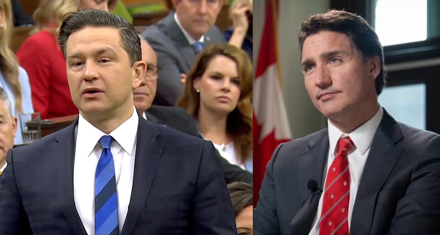   Left courtesy X.com/PierrePoilievre, right courtesy CBC  