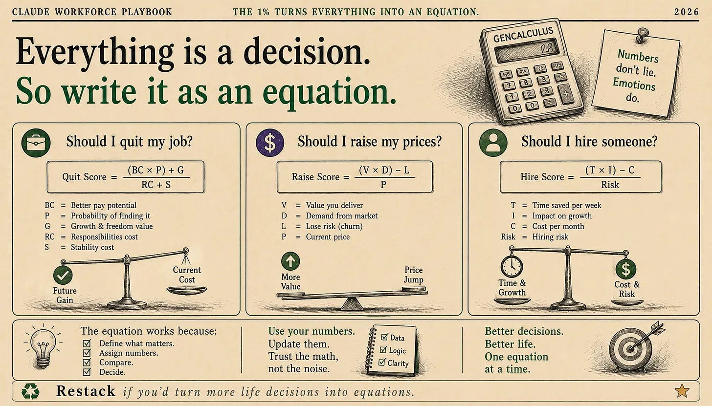 Illustration of a person realizing any life decision can be turned into an equation an AI system can solve Illustration of a person realizing any life decision can be turned into an equation an AI system can solve