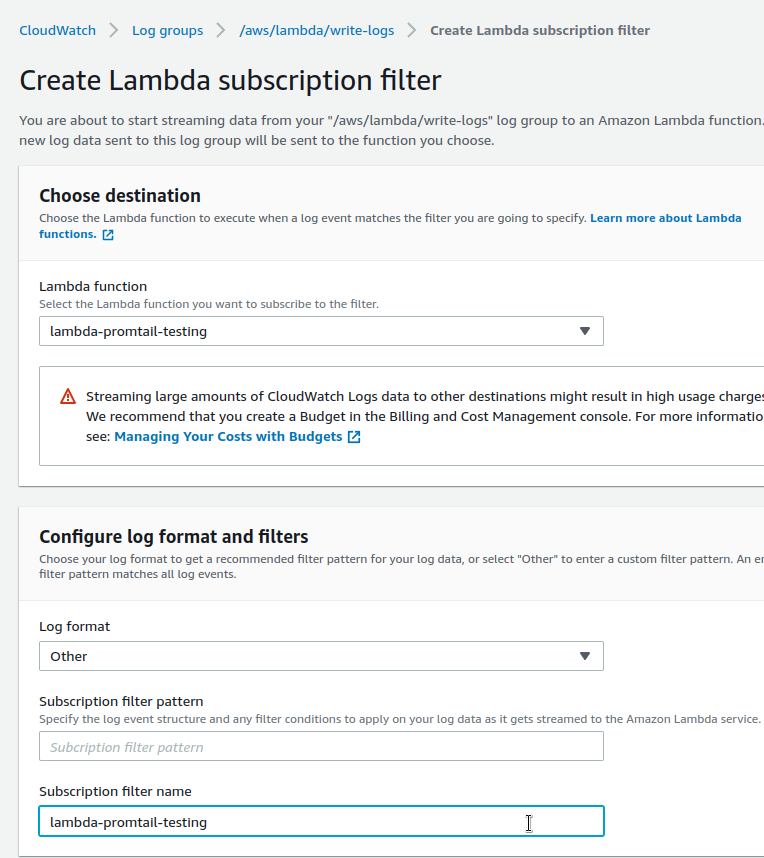 Loki: збір логів з CloudWatch з використанням Lambda Promtail
