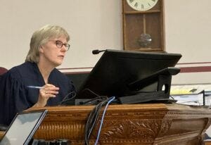 Lewis and Clark County District Court Judge Kathy Seeley asks a question of attorneys in the Held v. Montana case. Lewis and Clark County District Court Judge Kathy Seeley asks a question of attorneys in the Held v. Montana case.