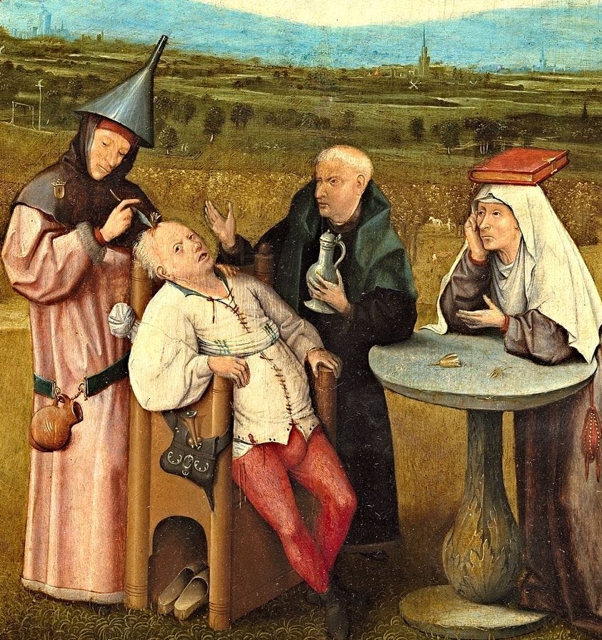 r/Medievalart - The Extraction of the Stone of Madness or, The Cure of Folly (detail). Hieronymus Bosch ~ ca.1505 Museo del Prado Madrid