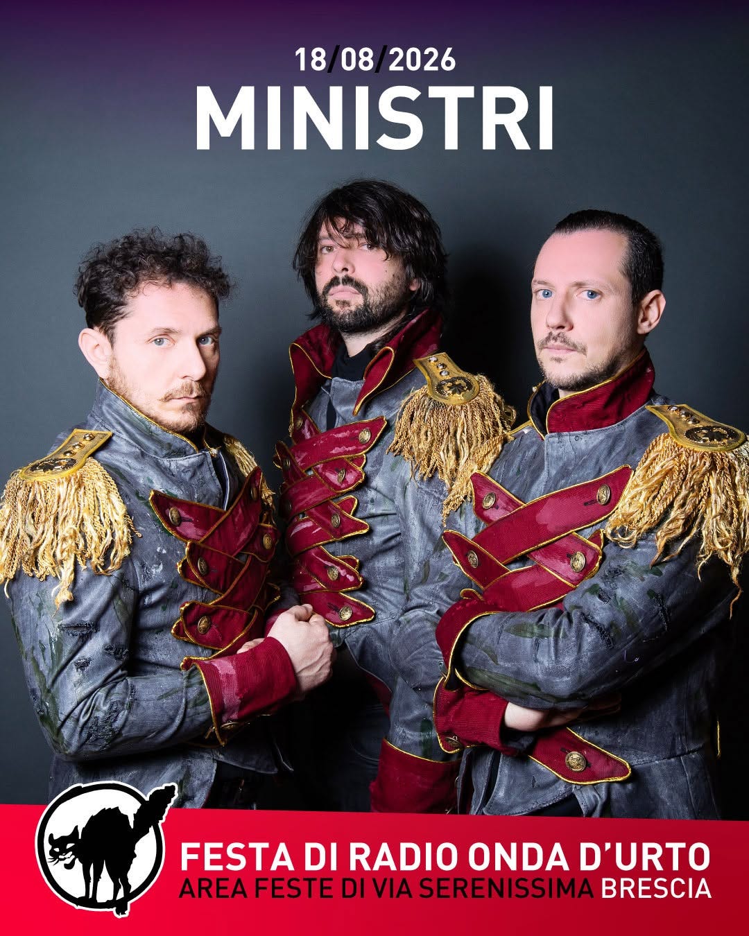 Potrebbe essere un'immagine raffigurante una o più persone e il seguente testo "18 08 18/08/2026 2026 MINISTRI FESTA DI RADIO ONDA D'URTO AREA FESTE DI VIA SERENISSIMA BRESCIA" Potrebbe essere un'immagine raffigurante una o più persone e il seguente testo "18 08 18/08/2026 2026 MINISTRI FESTA DI RADIO ONDA D'URTO AREA FESTE DI VIA SERENISSIMA BRESCIA"