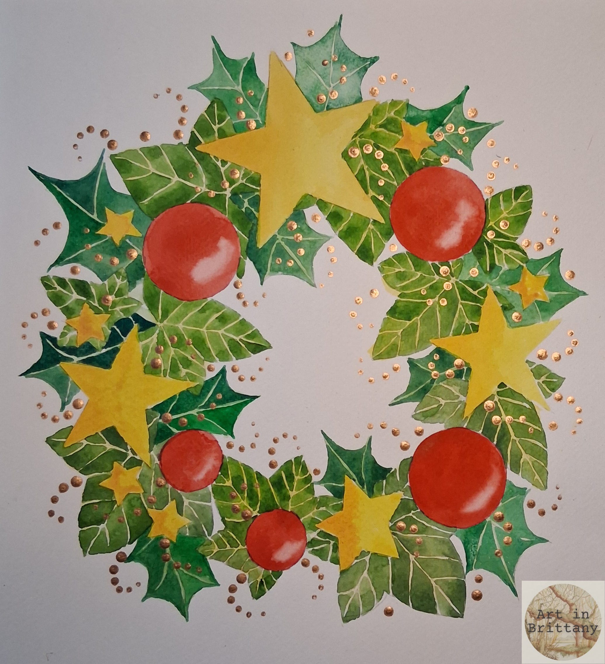 A Christmas Wreath - by Elizabeth Tomkins - Art in Brittany