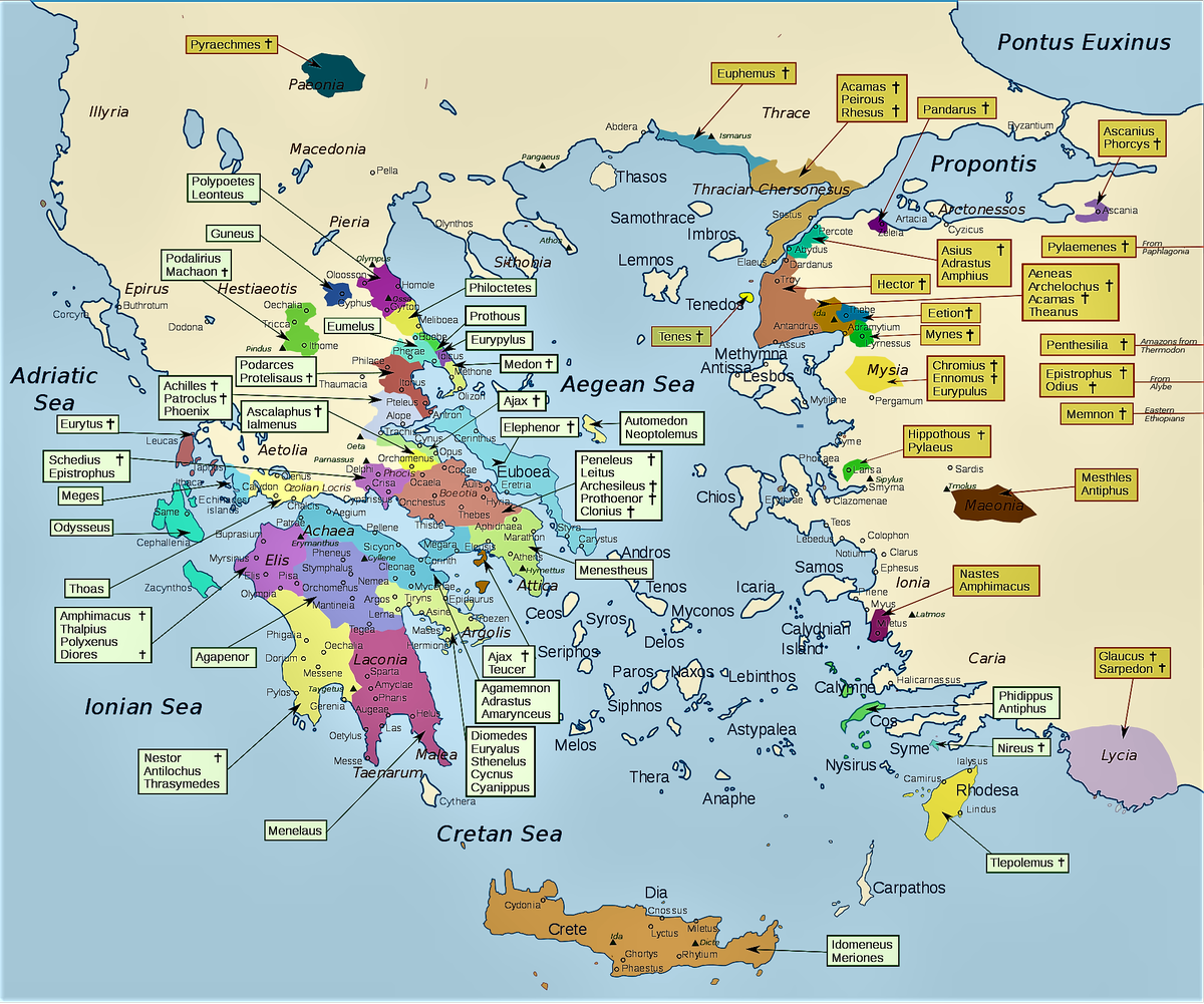 Map of the Illiad and the Trojan war - includes... - Maps on the Web Map of the Illiad and the Trojan war - includes... - Maps on the Web