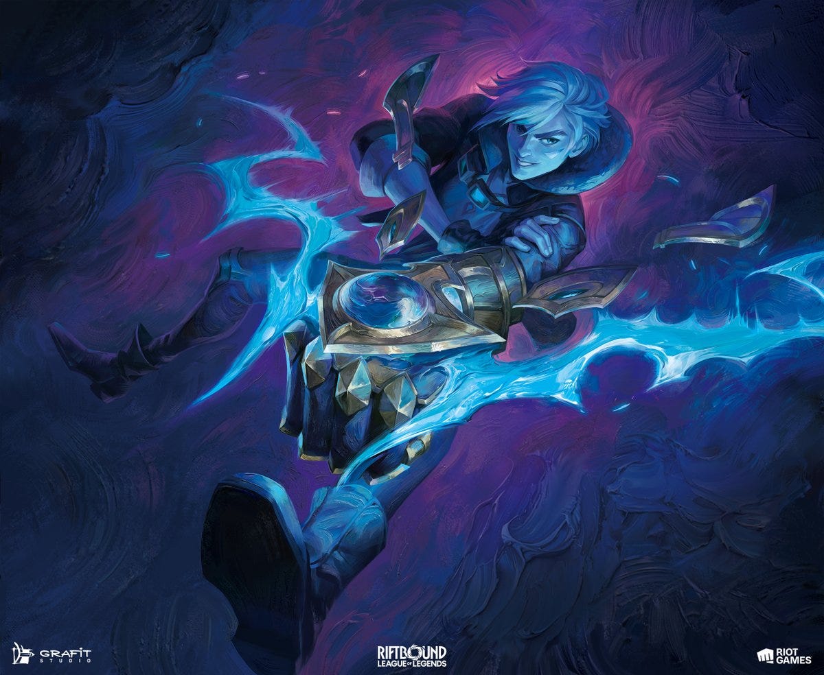 fefe 🧤 on X: ""Ezreal, Prodigal Explorer" overnumbered legend illustration by Grafit Studio for Riftbound Spiritforged." / X fefe 🧤 on X: ""Ezreal, Prodigal Explorer" overnumbered legend illustration by Grafit Studio for Riftbound Spiritforged." / X