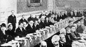 Imam Sultan Muhammad Shah and Jinnah at the Round Table Conference 1931