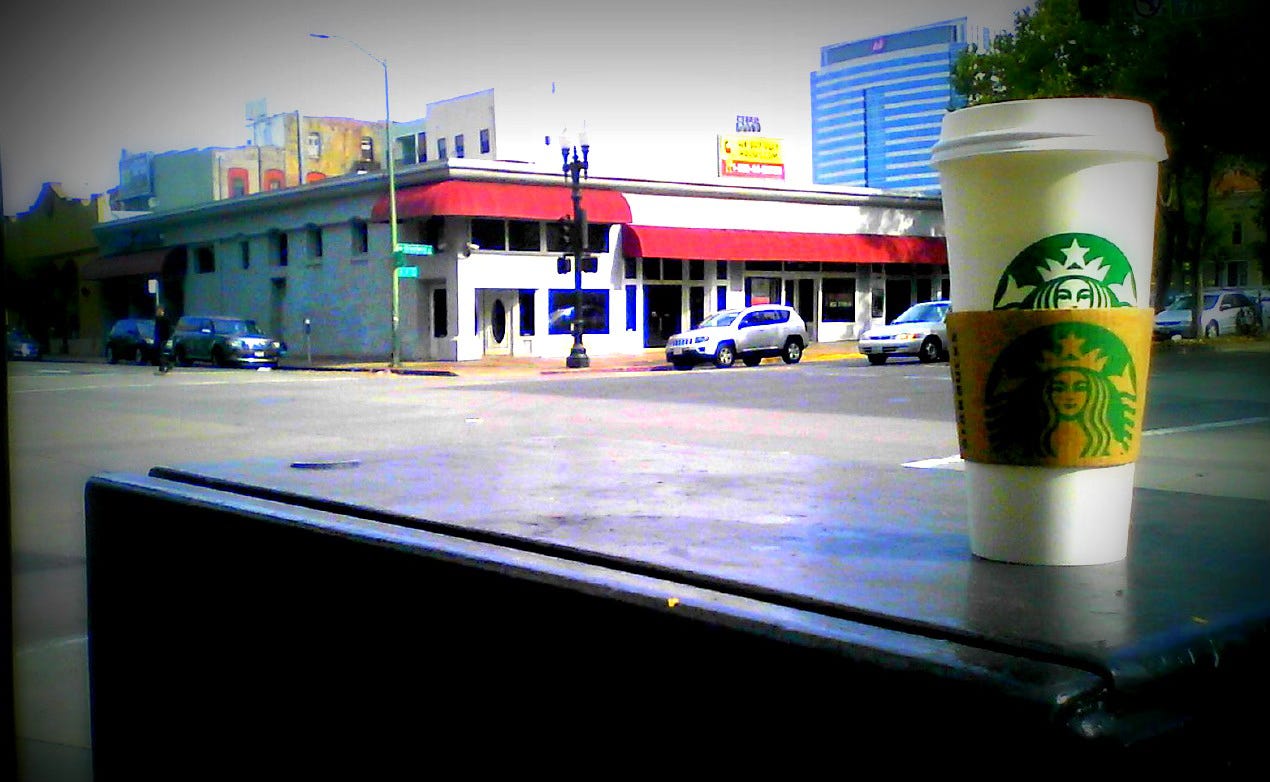 Outside the Starbucks on 8th Ave in West Oakland, California
