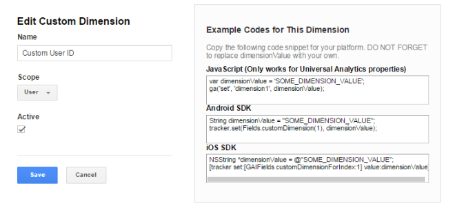 Custom dimension universal analytics User ID Custom dimension universal analytics User ID