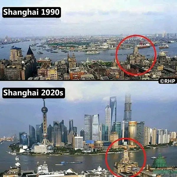 Shanghai, China: Its incredible transformation over the decades. Shanghai, China: Its incredible transformation over the decades.