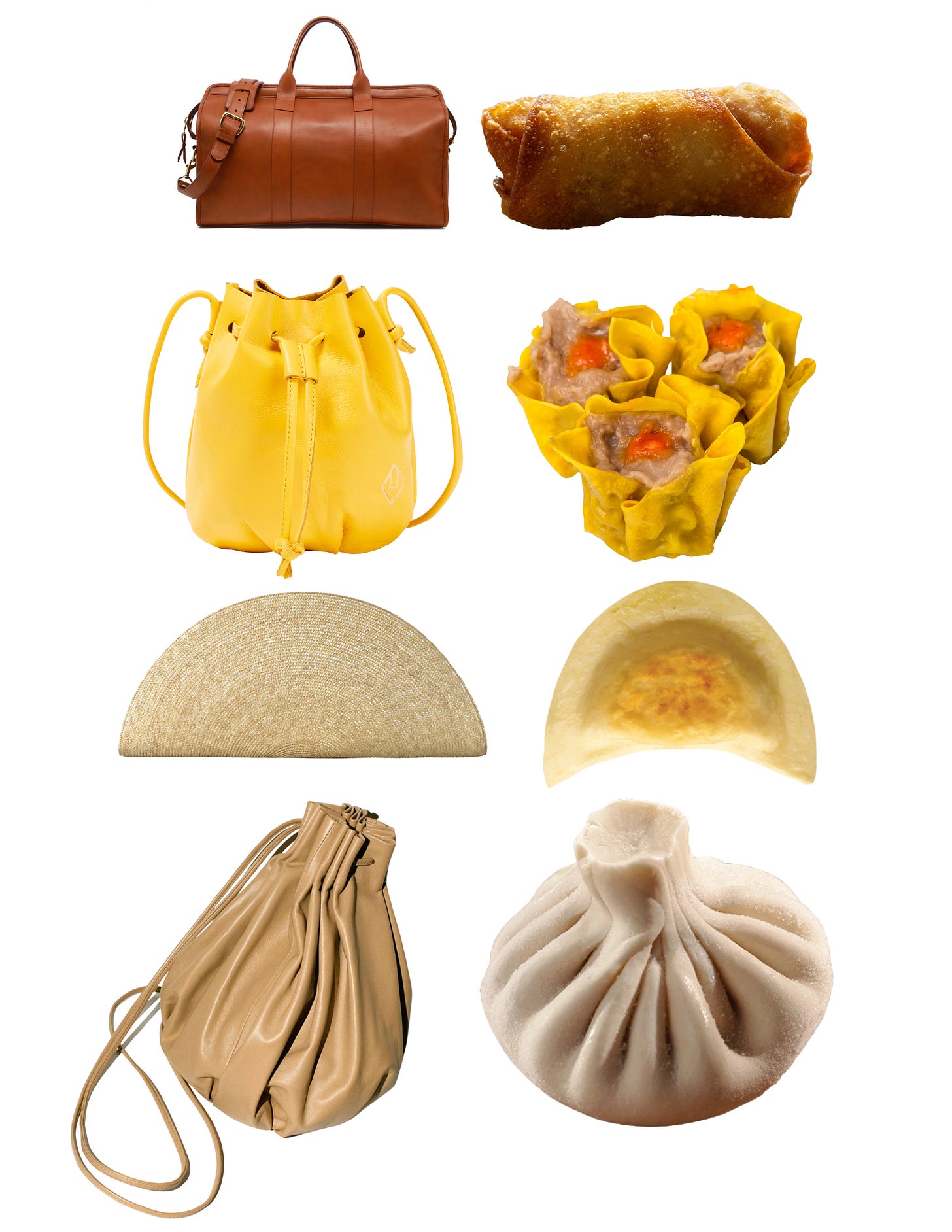 the aforementioned dumpling and bag comparisons shown side by side