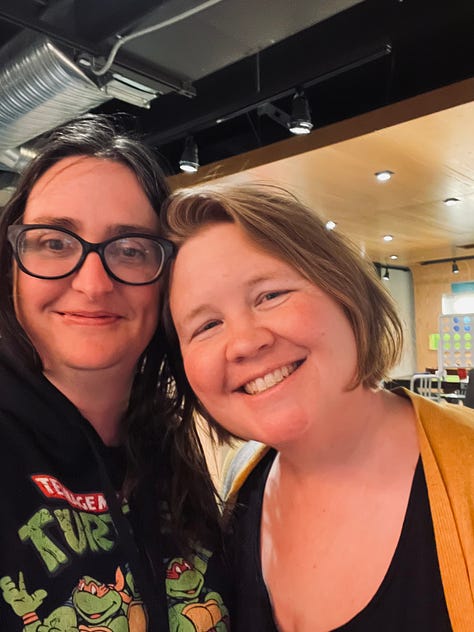 A carousel of images from different events, including shots with Jen Comfort, Alicia Thompson, Dominic Lim, Amy Spalding, Helena Greer, Amalie Howard, Nisha Tuli, Kaitlyn Hill, KT Hoffman, Karelia & Fay Stetz-Waters, and Alison Cochrun.