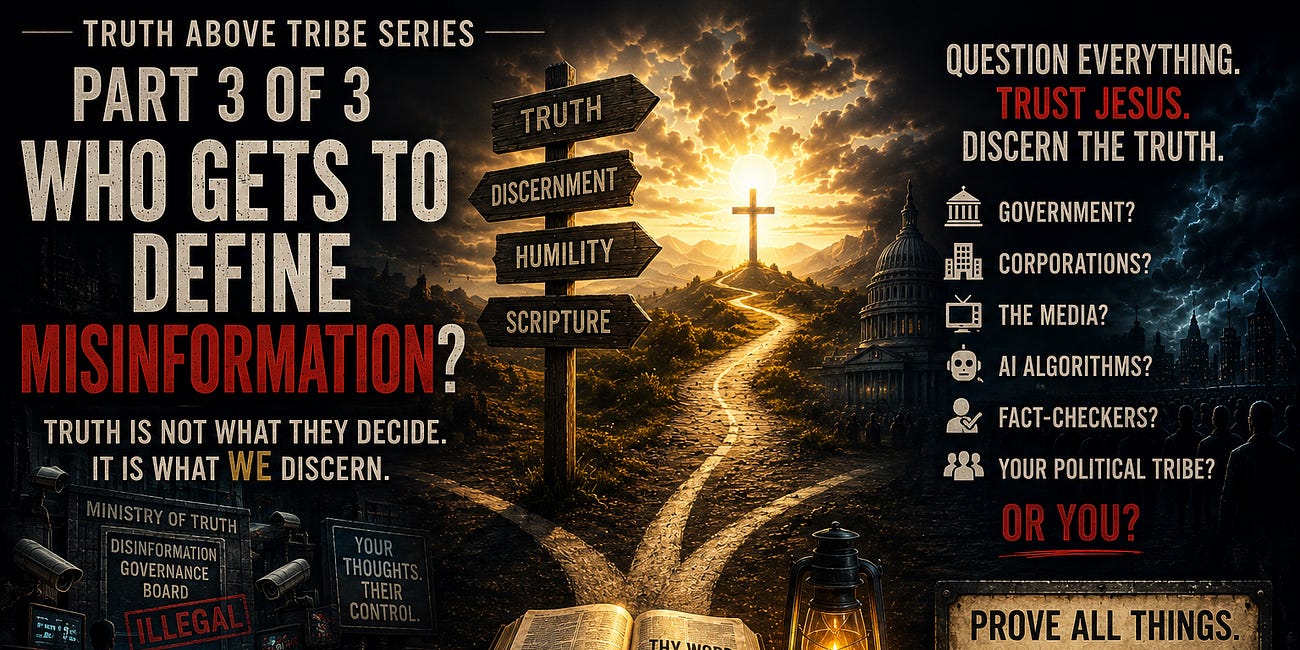 TRUTH ABOVE TRIBE PART 3 OF 3 WHO GETS TO DEFINE “MISINFORMATION”?