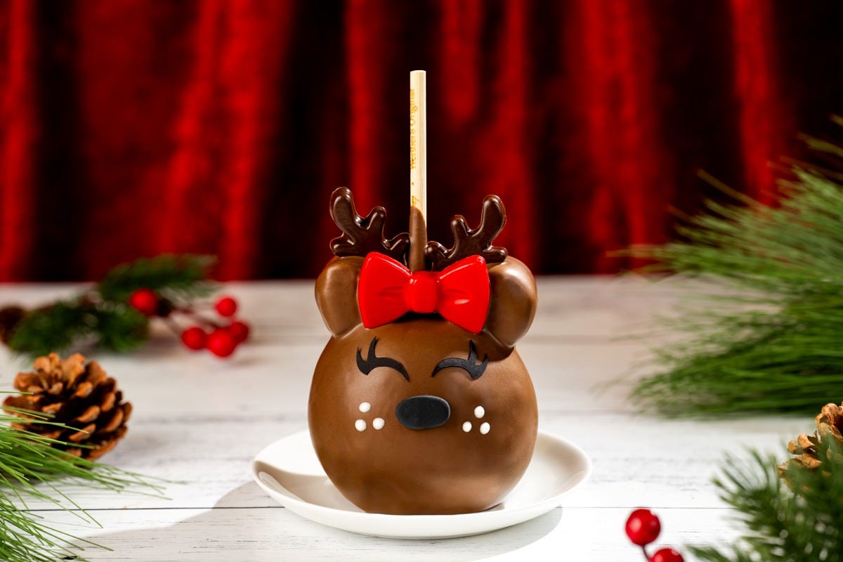 The new Minnie Reindeer Caramel Apple. Image: Disney The new Minnie Reindeer Caramel Apple. Image: Disney