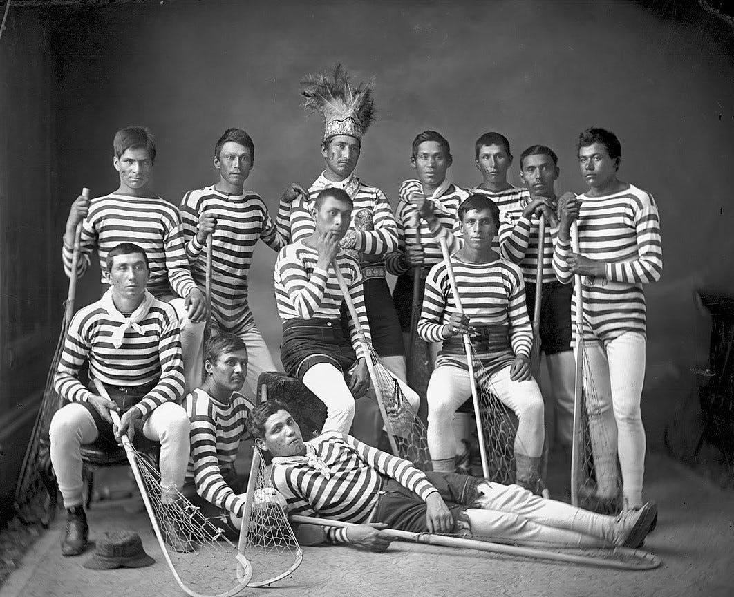 Kahnwake lacrosse team photo 1876 by William Notman