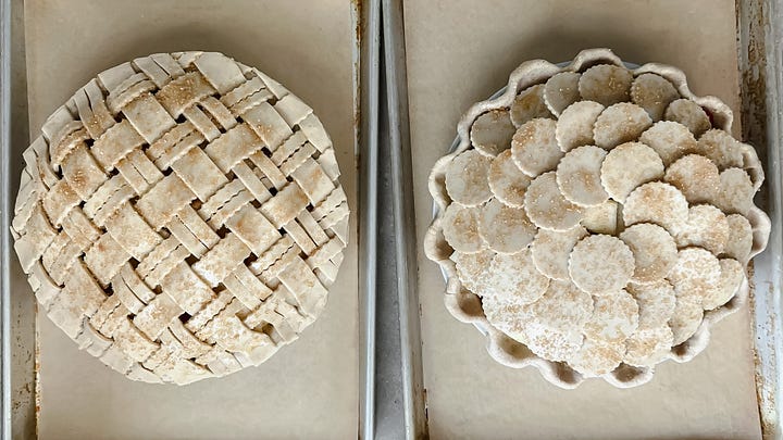 Photos of pies, rolls, and my neice's pie order.