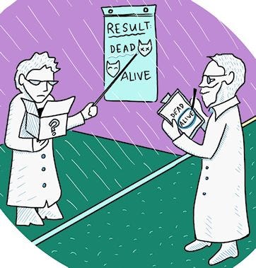 Illustration by Alina Larson of Wigner's Friend thought
experiment